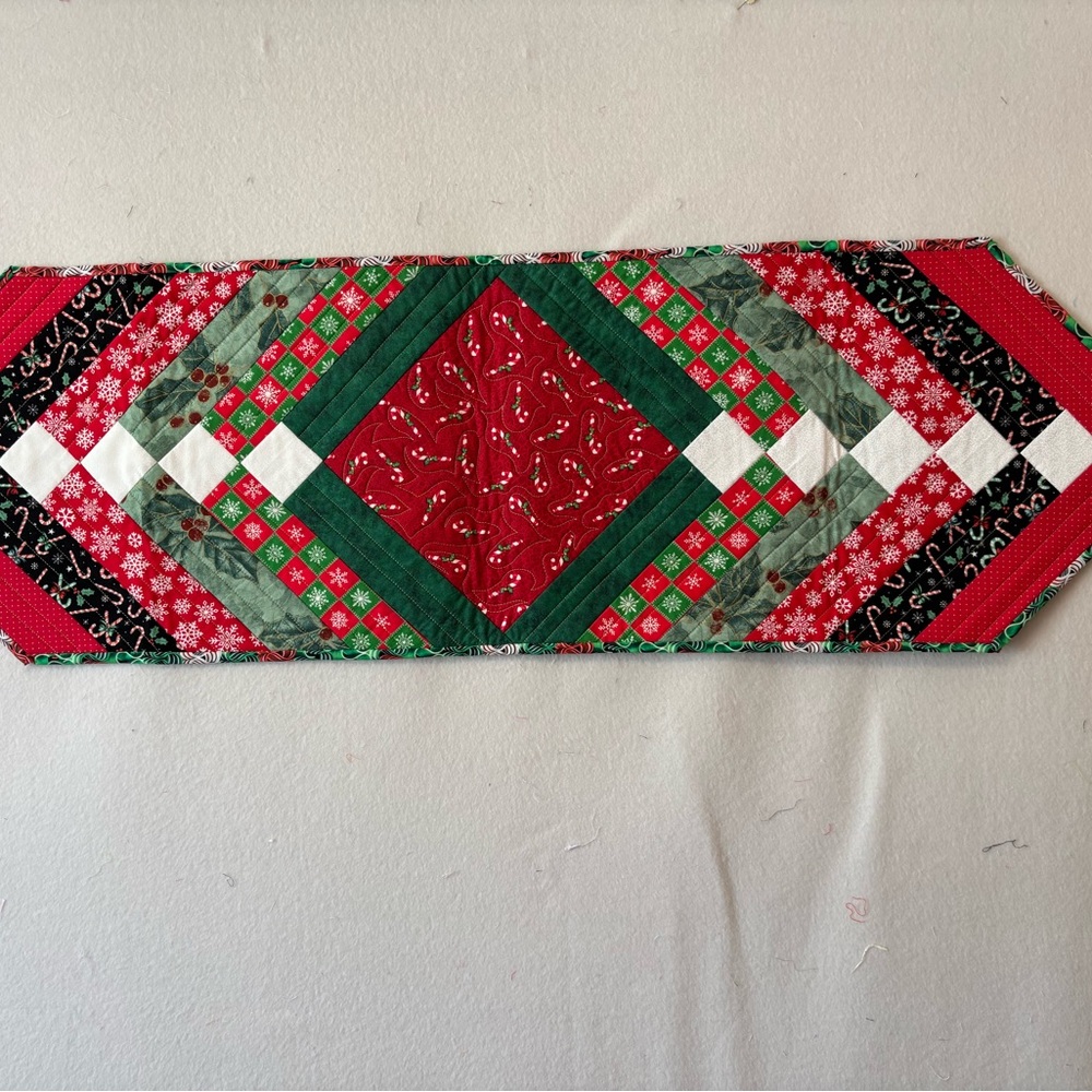 Handmade quilted Christmas table runner